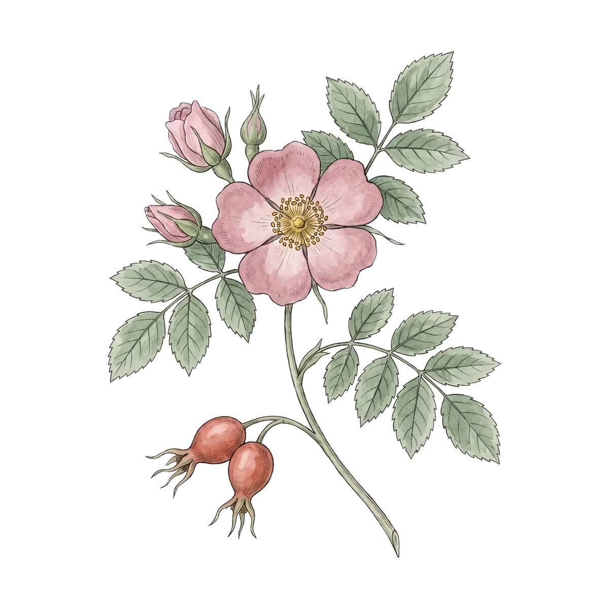 Aquarelle de la carte La Rose Sauvage